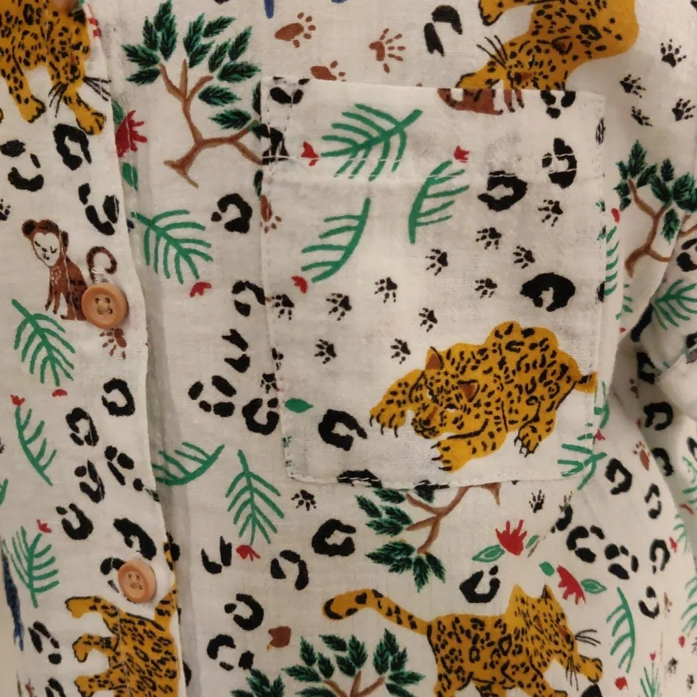 New!Art Class Girls Safari Animal Graphic Top Ties Waist & Pants Set Cottagecore